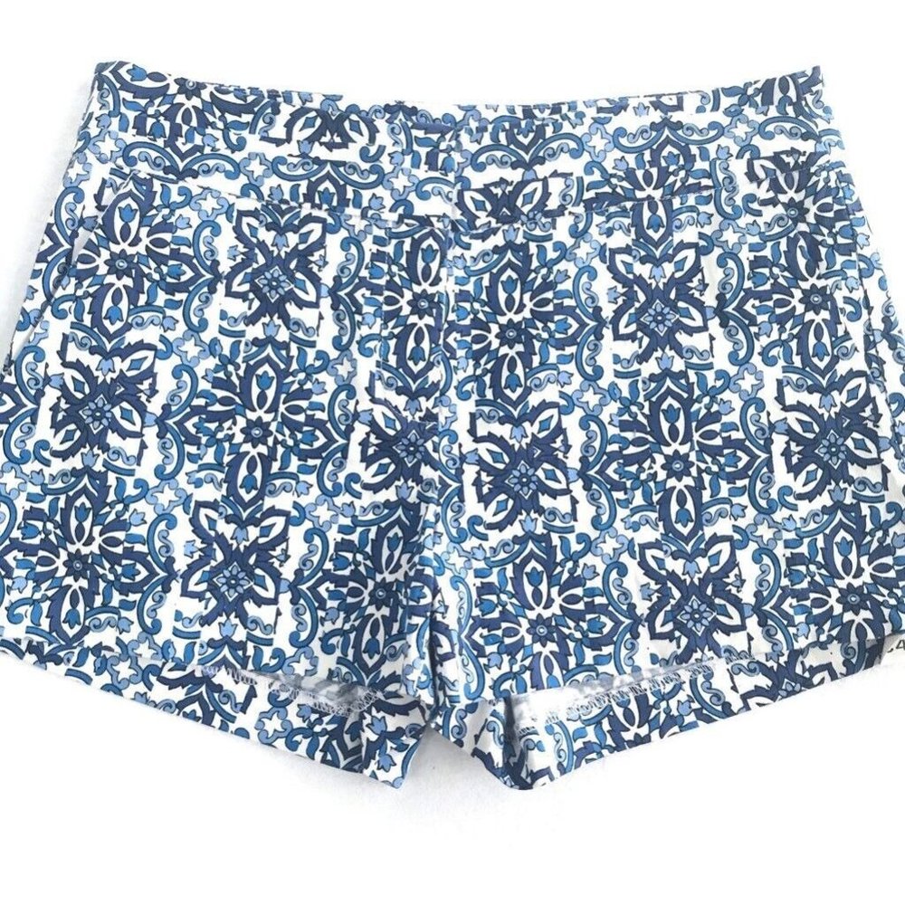 Milly Womens Booty Mini Shorts Blue Floral Hook & Bar Stretch Pockets 2 New